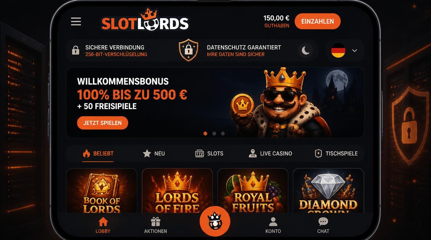 Ein mobiles Casino-Interface mit Sicherheits- und Datenschutz-Symbolen im deutschen Stil.